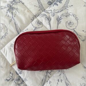 Lancome Red Woven Cosmetic Pouch new